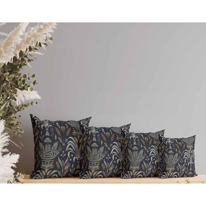 Indian Dabu Flora Faux Suede Reversible Throw Pillow Blue and Brown