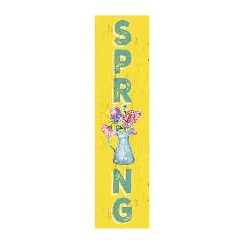 HomeRoots 36" Yellow Solid Wood Spring Porch Sign