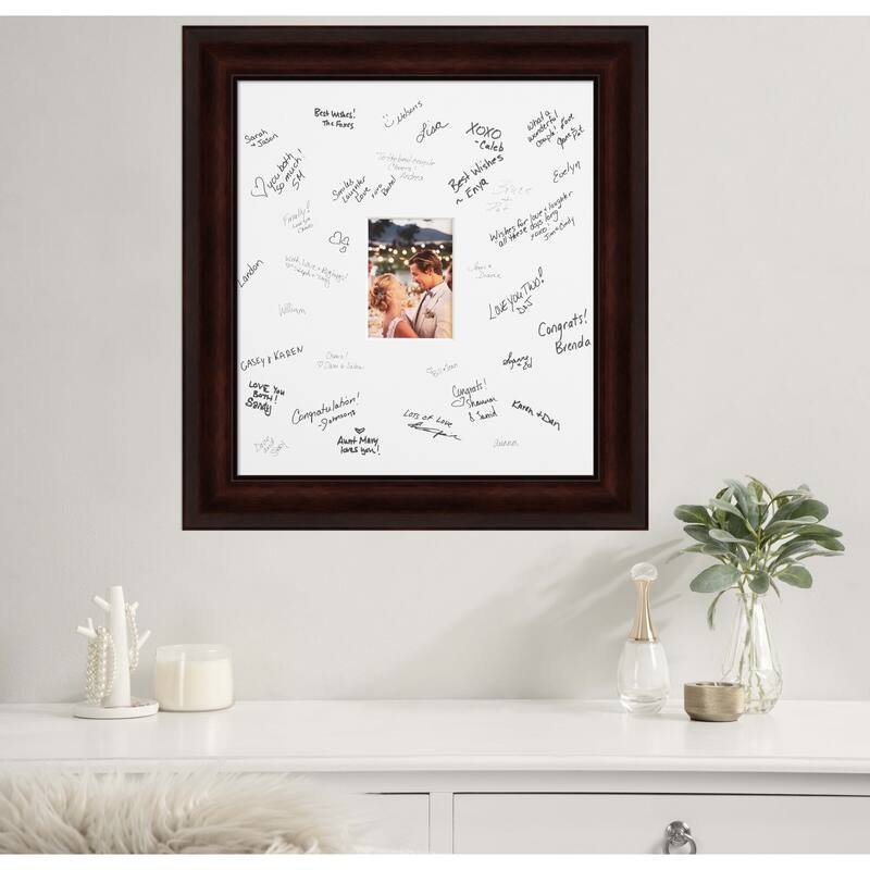 Coffee Signature Mat Picture Frame - Autograph Photo Frame Guest Book Alternative for Weddings, Graduations, or Retirement