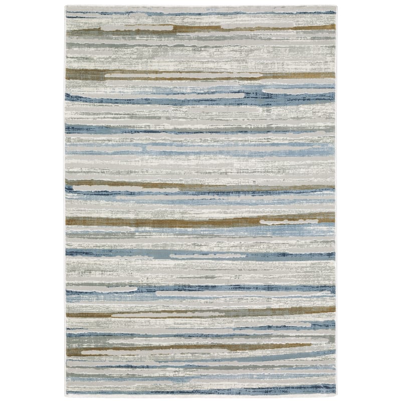 Style Haven Emery Contemporary Abstract Grey/ Blue Indoor Area Rug - 2' 3" x 7' 6" - Runner