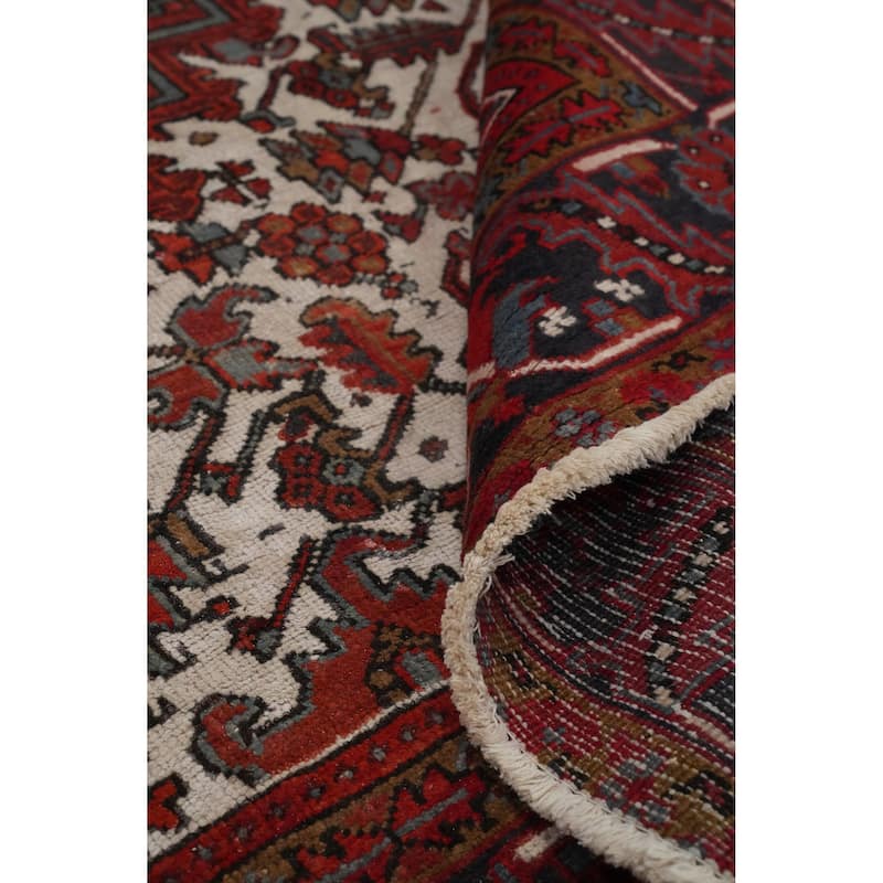 Hand Knotted Oriental 100% Wool Carpet Traditional Medallion Red Heriz Area Rug - 11' 4'' X 8' 8''