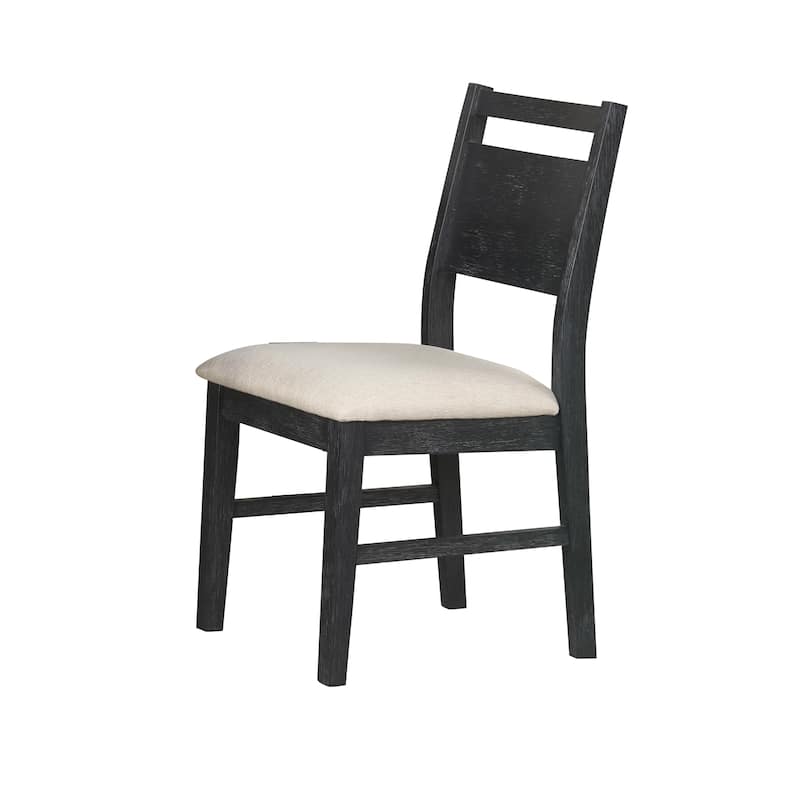 Saby 5pc Dining Table Set, 4 Side Chairs, Black Rubberwood, Light Brown