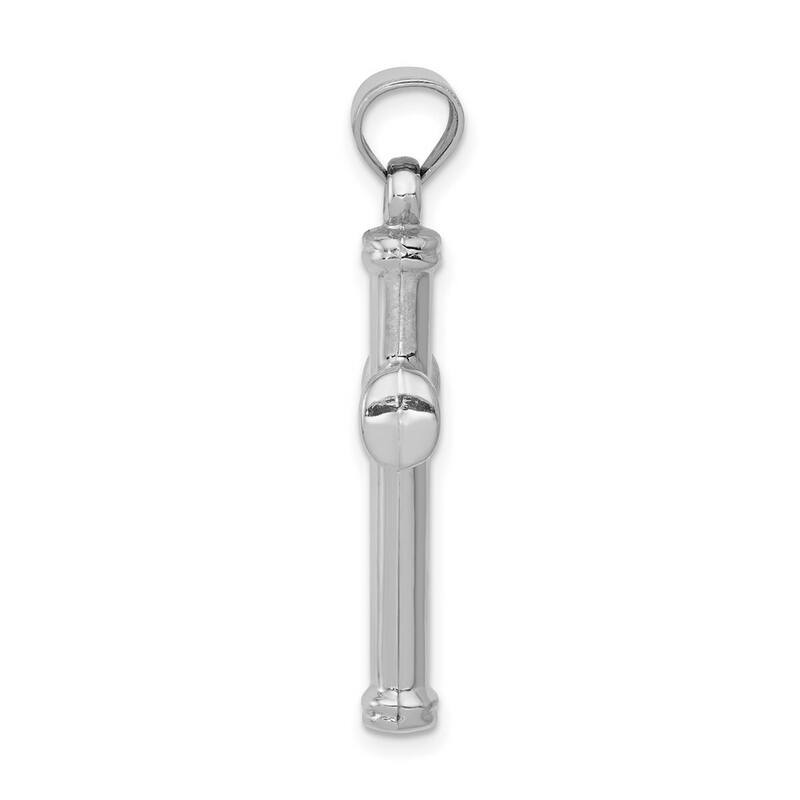Curata 14k White Gold 18" Polished Ribbed Cross Pendant Necklace - 33.7x18.5mm