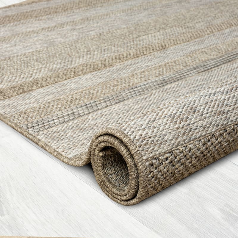 Sevita Octavia Transitional Striped Brown Indoor/Outdoor Area Rug
