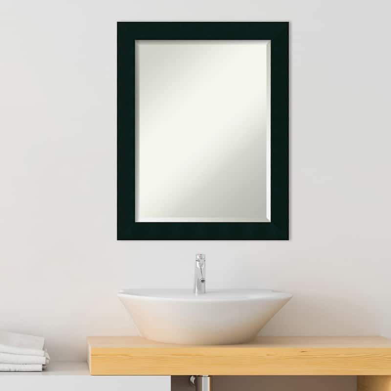 Beveled Wood Bathroom Wall Mirror - Tribeca Black Frame