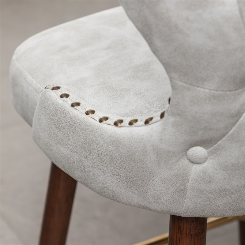 Modern Faux Leather Tufted Nailhead Trim Counter Stool (Set of 2)