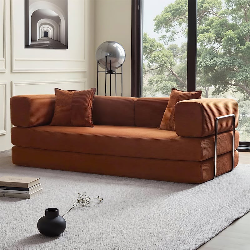 78.8"Convertible Floor Sofa Bed-with Pillow Back Support Armrest Floor Couch Compression Sofa Futon Couch Lounge Sleeper Bed