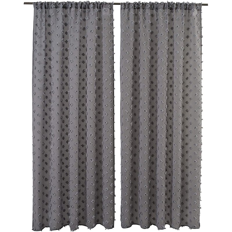 DriftAway Olivia White Voile Chiffon Sheer Window Curtain Panel Pair - 52" width x 84 " length - Light Gray