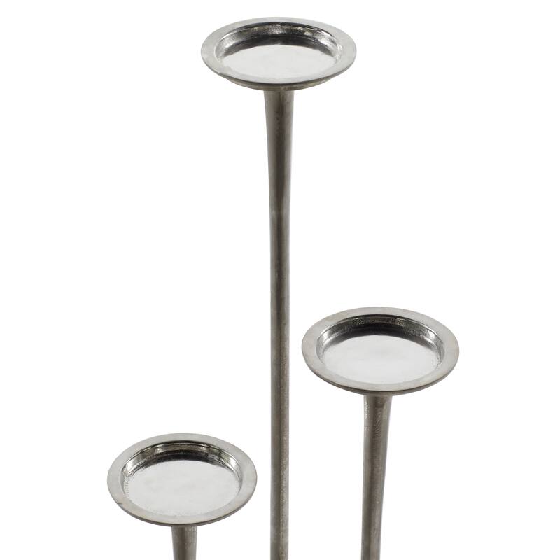 Aluminum Metal Tall Candle Holder - Set of 3 Silver or Dark Gray - Roche River Decor
