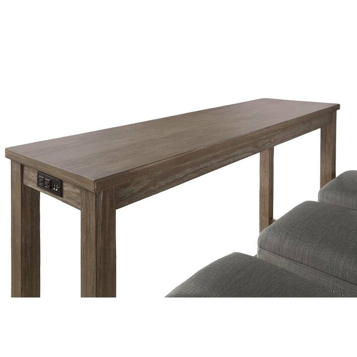 Transitional Style 4pc Dining Table Set 1x Table 3x Stool Padded Seat Nailhead Trim USB Port