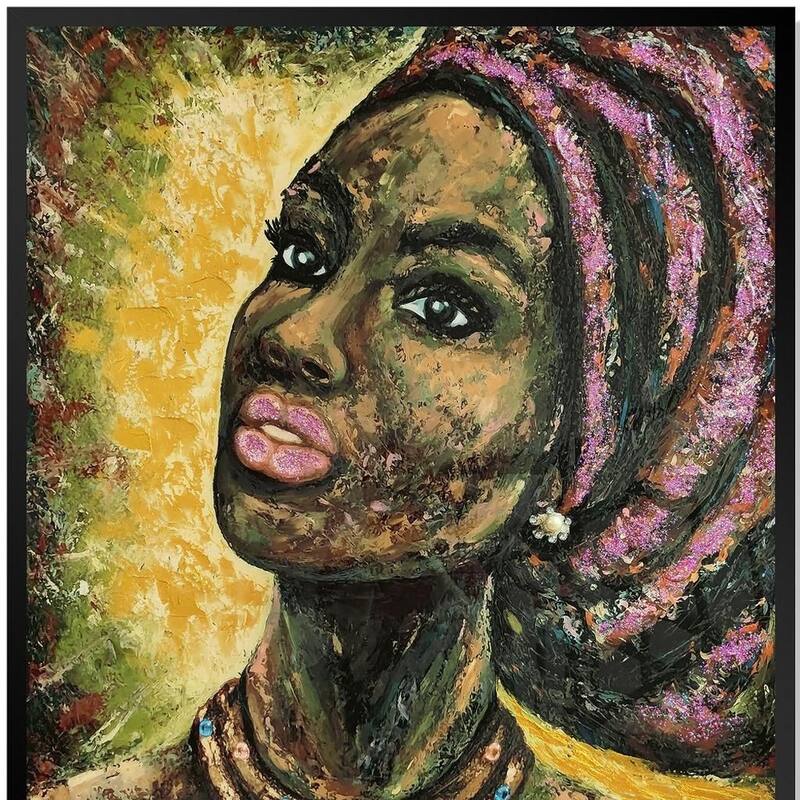 HomeRoots 39" x 30" African Portrait Floater Frame Canvas Wall Art