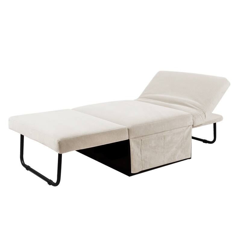 4-in-1 Corduroy Sleeper Sofa Chair, Convertible Couch with Chaise, Ottoman & Bed