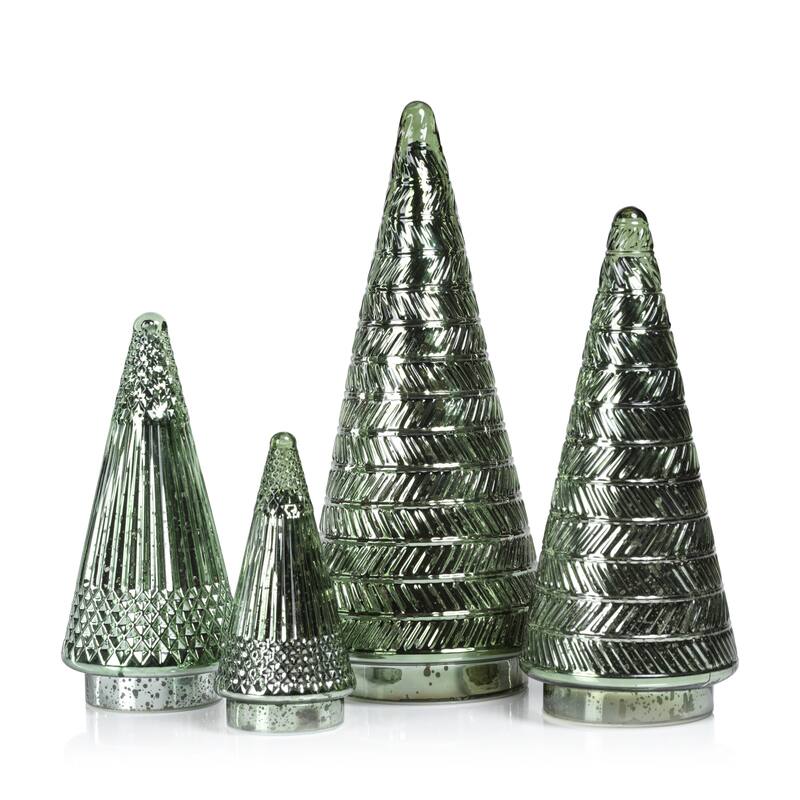 Stella 14" Tall Antique Glass LED Tabletop Holiday Tree