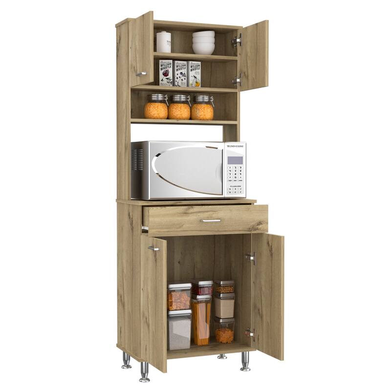 Bay Area Pantry, Two Door Cabinets, One Drawer, Four Adjustable Metal Legs