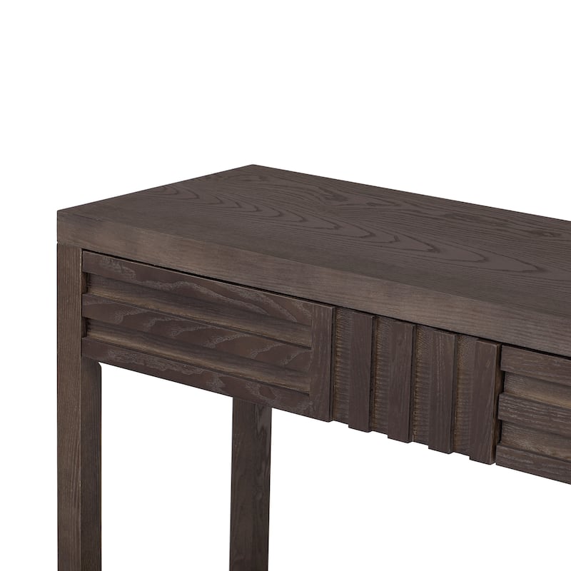 Modern Style Ash Veneer Console Tablewith Striped Design