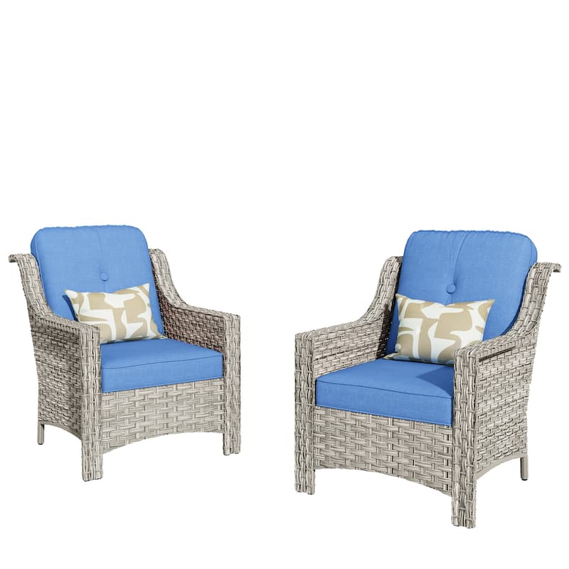 HOOOWOOO 2-piece High Back Wicker Rattan Outdoor Patio Chair Set
