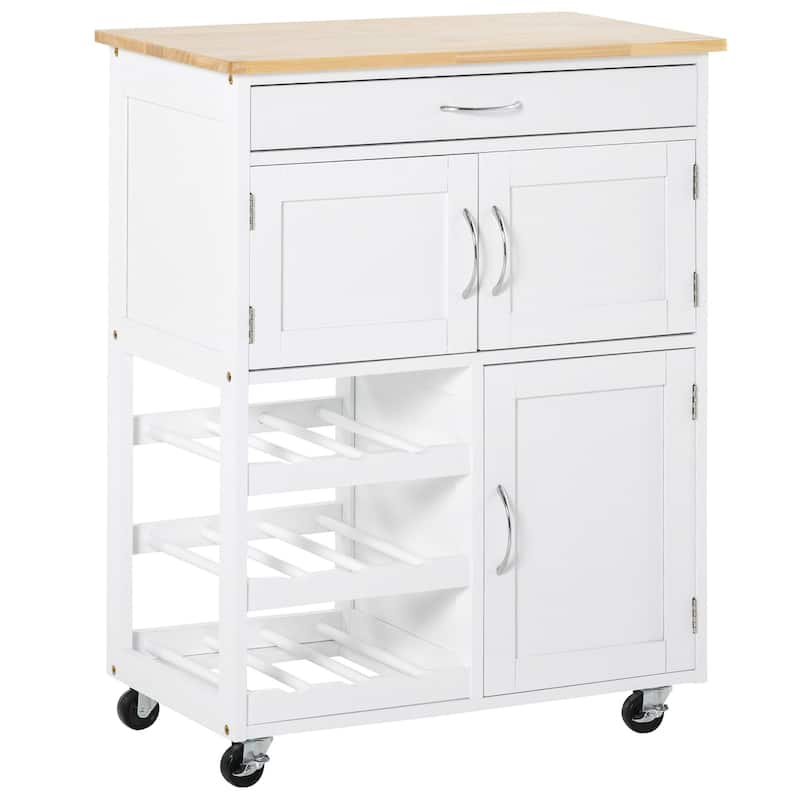 Bar cart Rolling Kitchen Island on Wheels with Wine Rack
