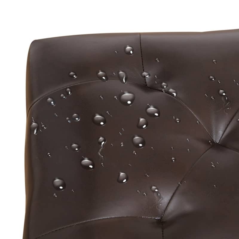 Adeco Tufted Bottom Bonded Leahter Brown Rectangle Storage Ottoman