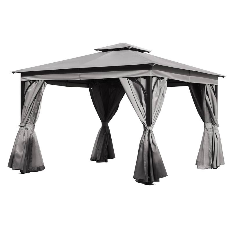Patio Gazebo with Mosquito Netting and Privacy Screens for Backyard