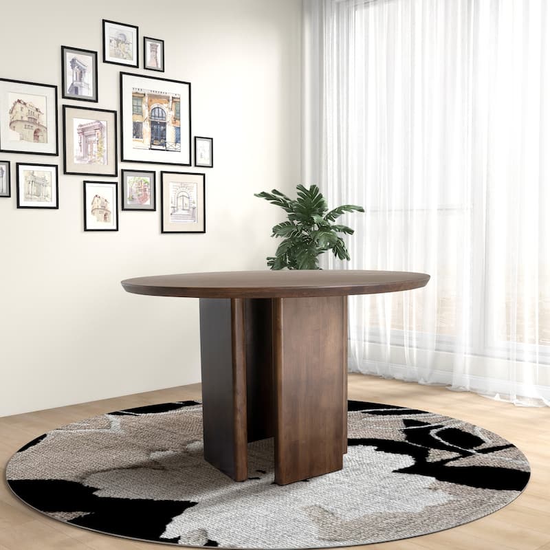 Sakuma 47.2" Japandi Style Solid Wood Round Dining Table - Walnut