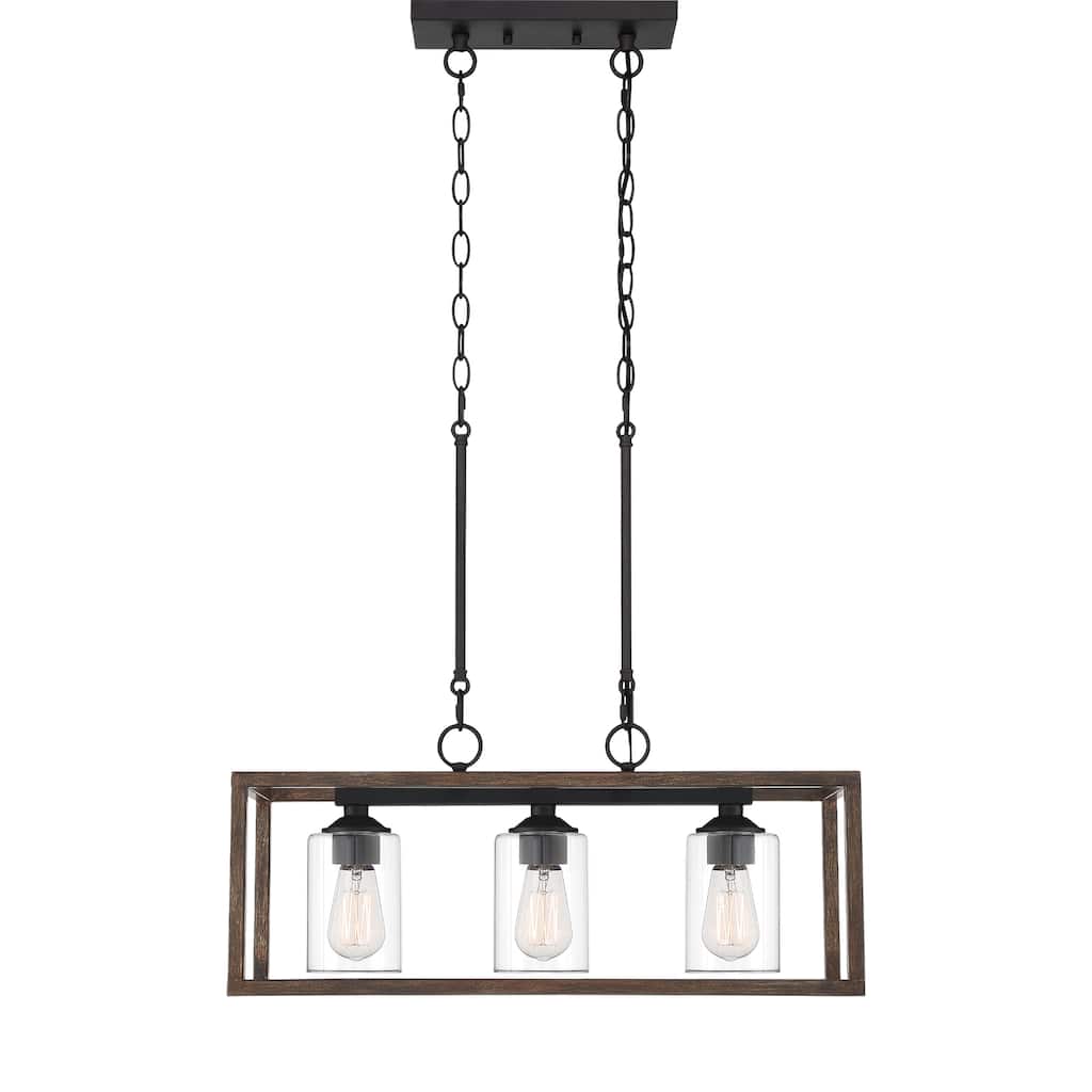 Modern Farmhouse 3-ight Rectangle Chandelier - 25
