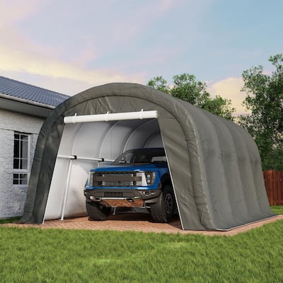 COSIEST 13'x20' Hardtop Carport with Roll-Up Doors & PE Cover