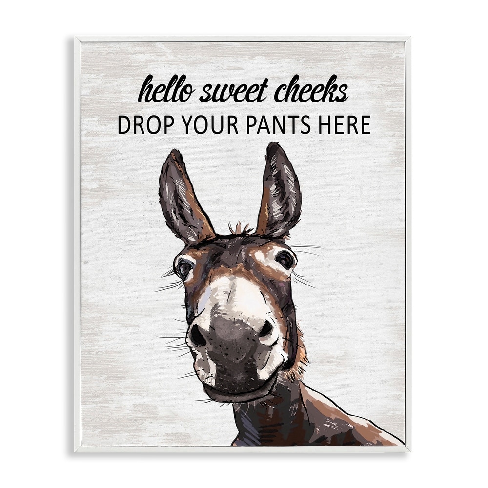 Stupell Sweet Cheeks Laundry Donkey Framed Giclee Art Design By Lettered and Lined