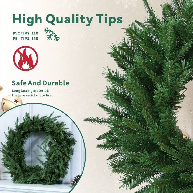 23.62" Green Realistic Artificial Holiday Christmas Wreath for Decor