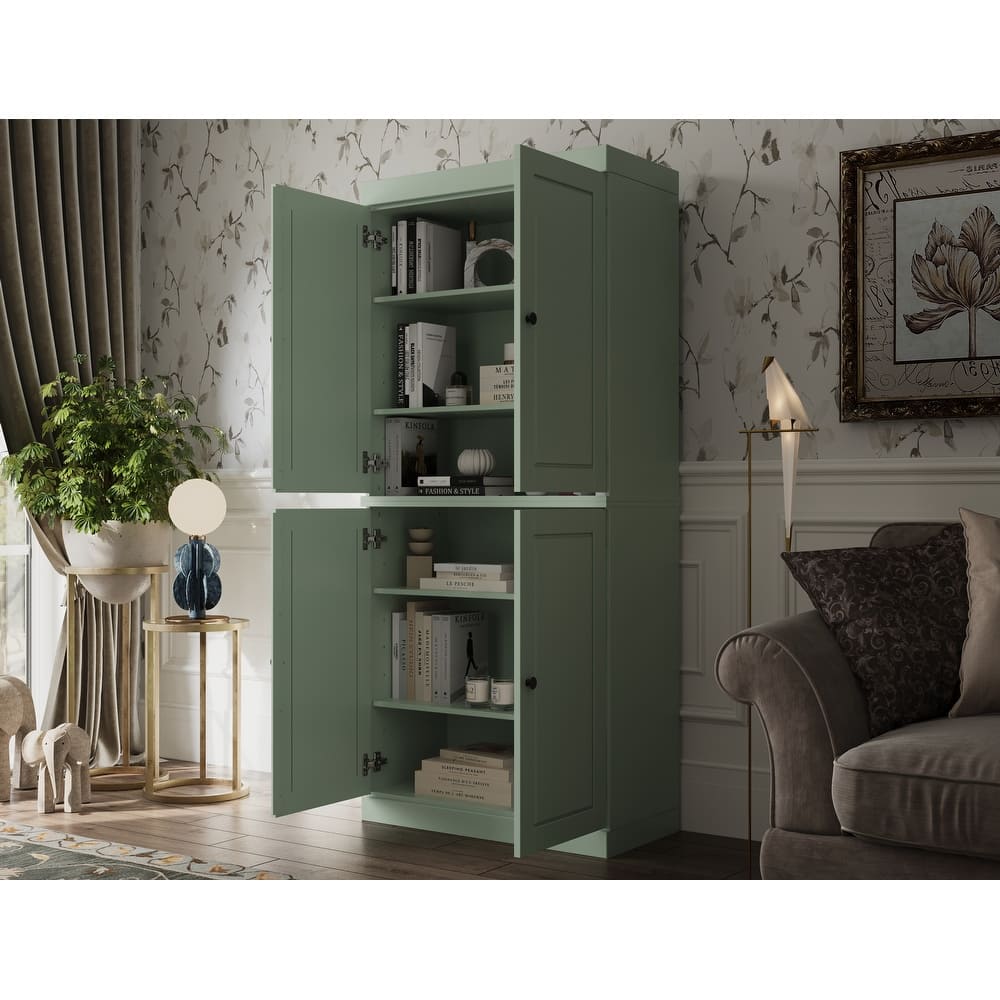 Palace Imports 100% Solid Wood 6-Shelf Bookcase, Raised Panel Doors, Adjustable Shelves, 32" Wide, 71.5" Tall