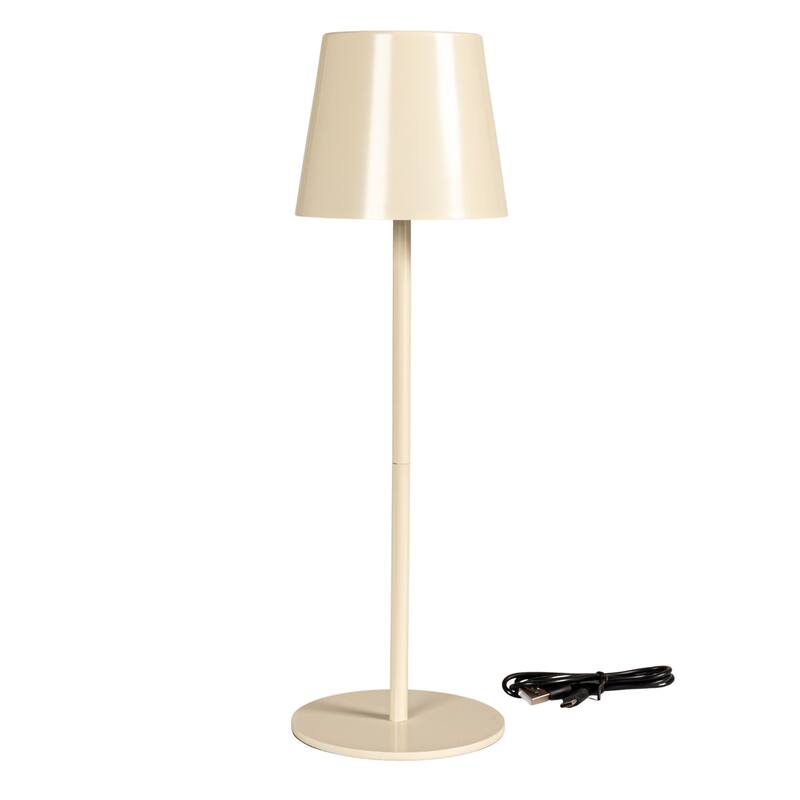 Metal LED Rechargeable Table Lamp with Touch Sensor, White - 4.3"L x 4.3"W x 14.5"H