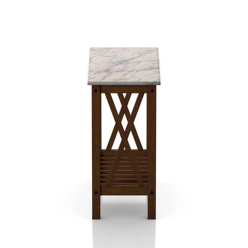 Joya Farmhouse 12-inch Faux Marble 1-Shelf Side Table by Furniture of America