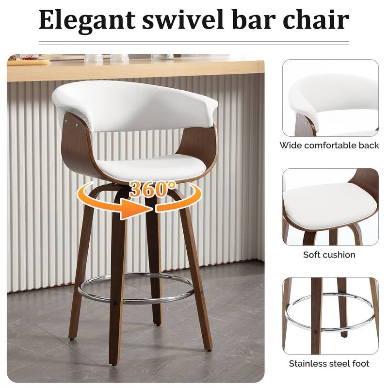 Modern Swivel Bar Stools Upholstered Counter Height Stools, Set of 2