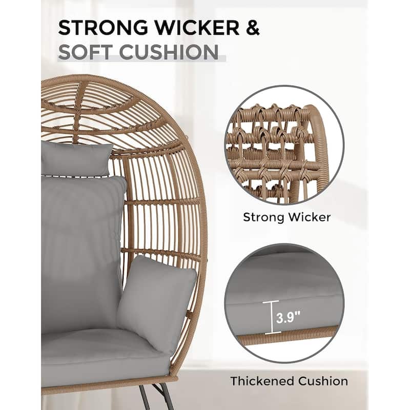 Patio Egg Chair Outdoor with Ottoman Cushions