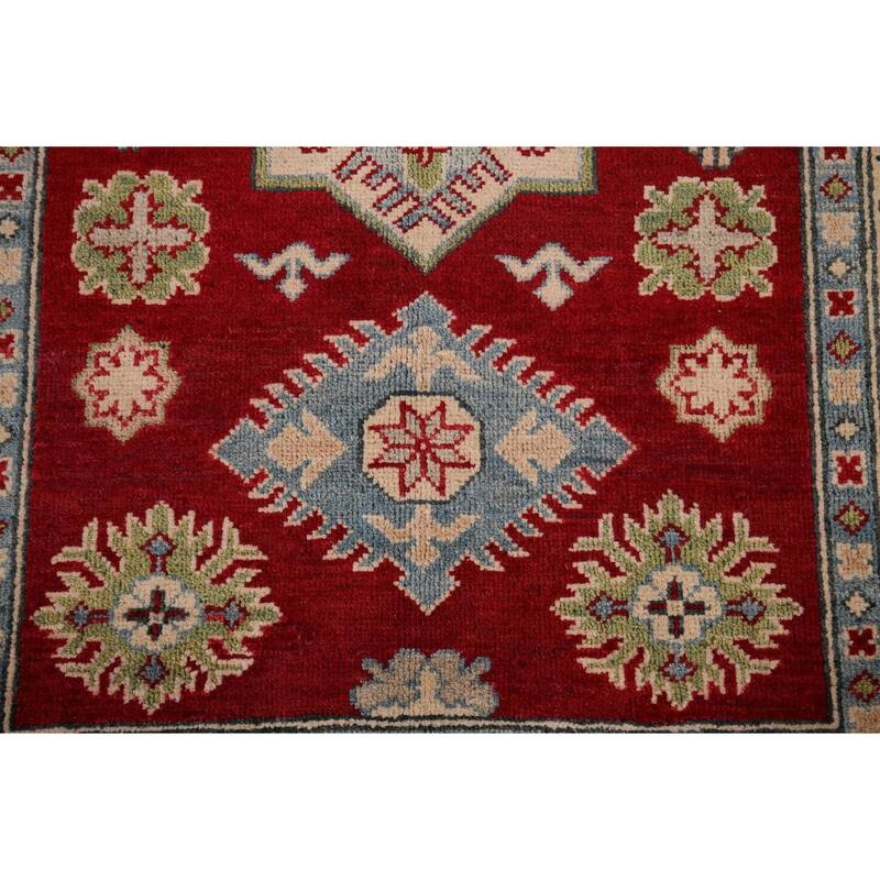 Red Kazak Foyer Rug Hand-Knotted Wool Carpet - 3'3" x 4'6"
