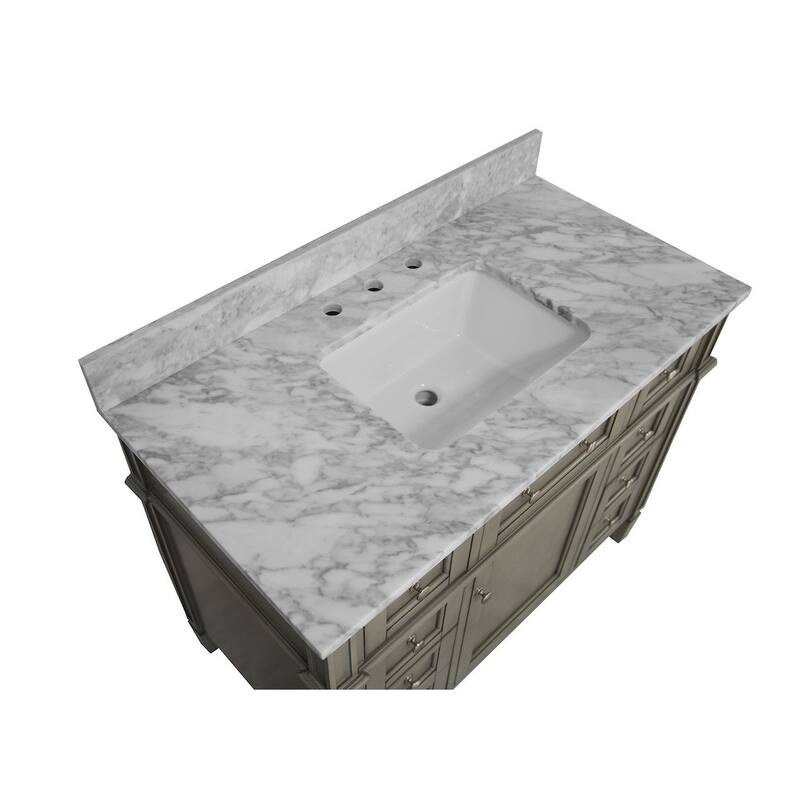KitchenBathCollection Hailey 42" Bathroom Vanity with Carrara Marble Top