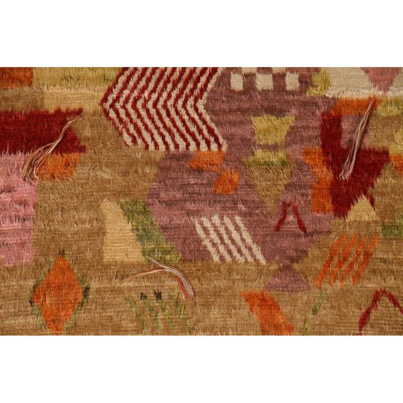 Hand Knotted Oriental 100% Wool Carpet Modern Geometric Multi-Colored Moroccan Area Rug - 8' 0'' X 5' 9''