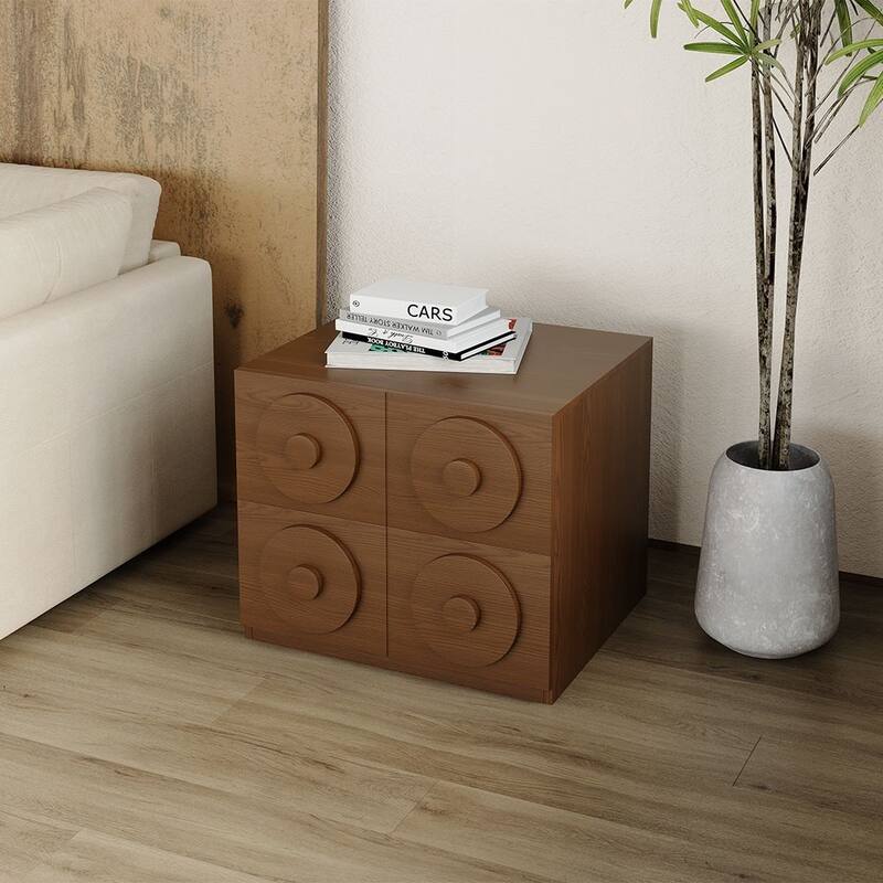 Modern 1-4 Pieces Modular Walnut Color Cabinets,TV Stands with Brown Solid Wood Veneer, Drawers & Caninets - 1 Piece