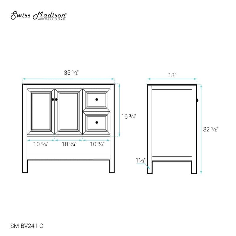 Swiss Madison SM-BV241-C Chateau 36" Single Free Standing Vanity