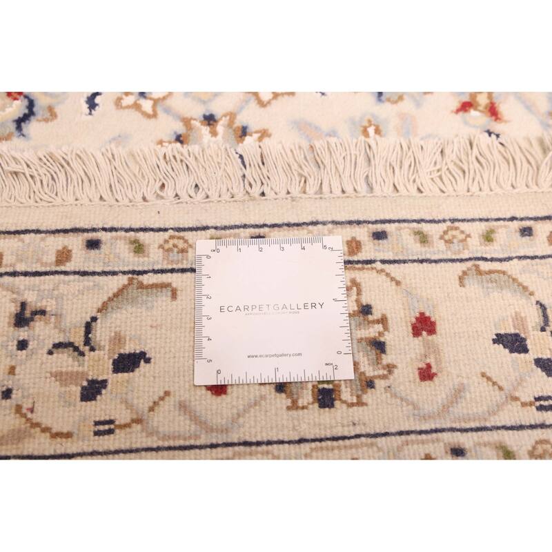 ECARPETGALLERY Hand-knotted Nain Cream Silk, Wool Rug - 2'8 x 12'2