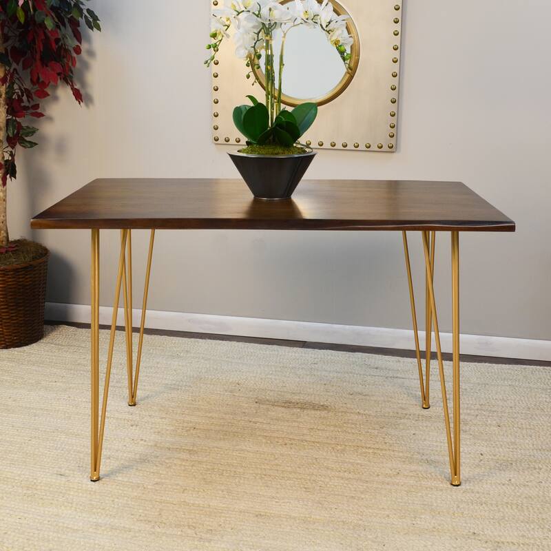 Carolina Living Seti Live Edge Dining Table - Elm, Gold