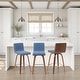 preview thumbnail 72 of 78, Skara Mid-Century Swivel Counter Stool, Upholstered Counter Height Chair with Bentwood Legs Set of 3 - Vintage Blue Faux Leather & Walnut