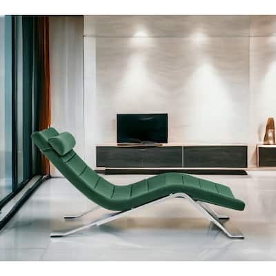 HomeRoots 66" Green and Silver Velvet Lounge Chair - 65.95' X '32.49' X '26.38