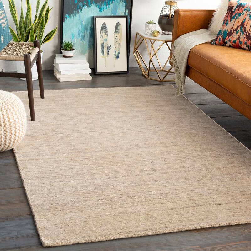 Viteri Handmade Solid Wool Blend Area Rug - 2' x 3' - Khaki