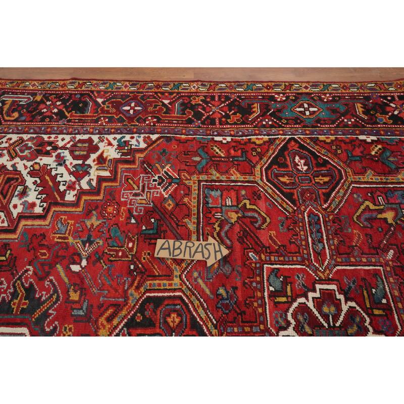 Hand Knotted Oriental 100% Wool Carpet Traditional Medallion Red Heriz Area Rug - 10' 6'' X 7' 10''