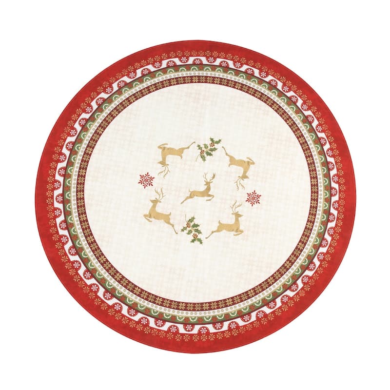 Laural Home Simply Christmas 70 in Round Tablecloth - 70 in Round