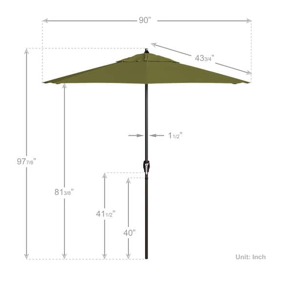 dimension image slide 10 of 20, North Bend7.5 Foot Crank Lift Auto Tilt Patio Umbrella Outdoor Rated Acrylic Fabric by Havenside Home