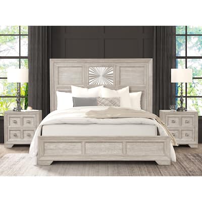 Furniture of America Jupiter 3-Piece Light Grey Wood Panel Bedroom Set