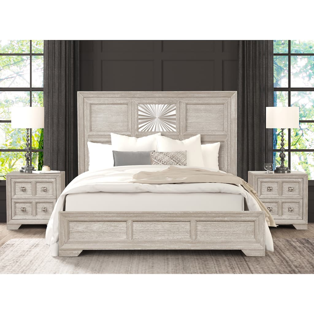 Furniture of America Jupiter 3-Piece Light Grey Wood Panel Bedroom Set