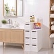 preview thumbnail 2 of 16, Javlergo White Stripe Narrow Storage Cabinet 3/4/5-Layer Rolling Bathroom Organizer with Drawers Wheels for Bathroom Living Room