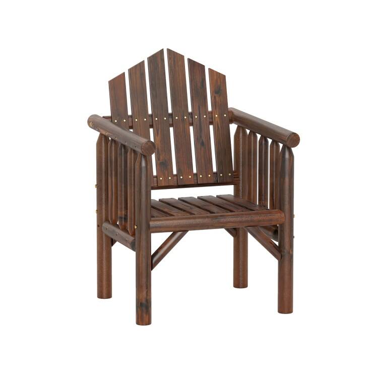 Outdoor Wooden Armchair Pine and Fir Wood Patio Chair with High Backrest Ergonomic Design - 26" x 24.5" x 38.5"